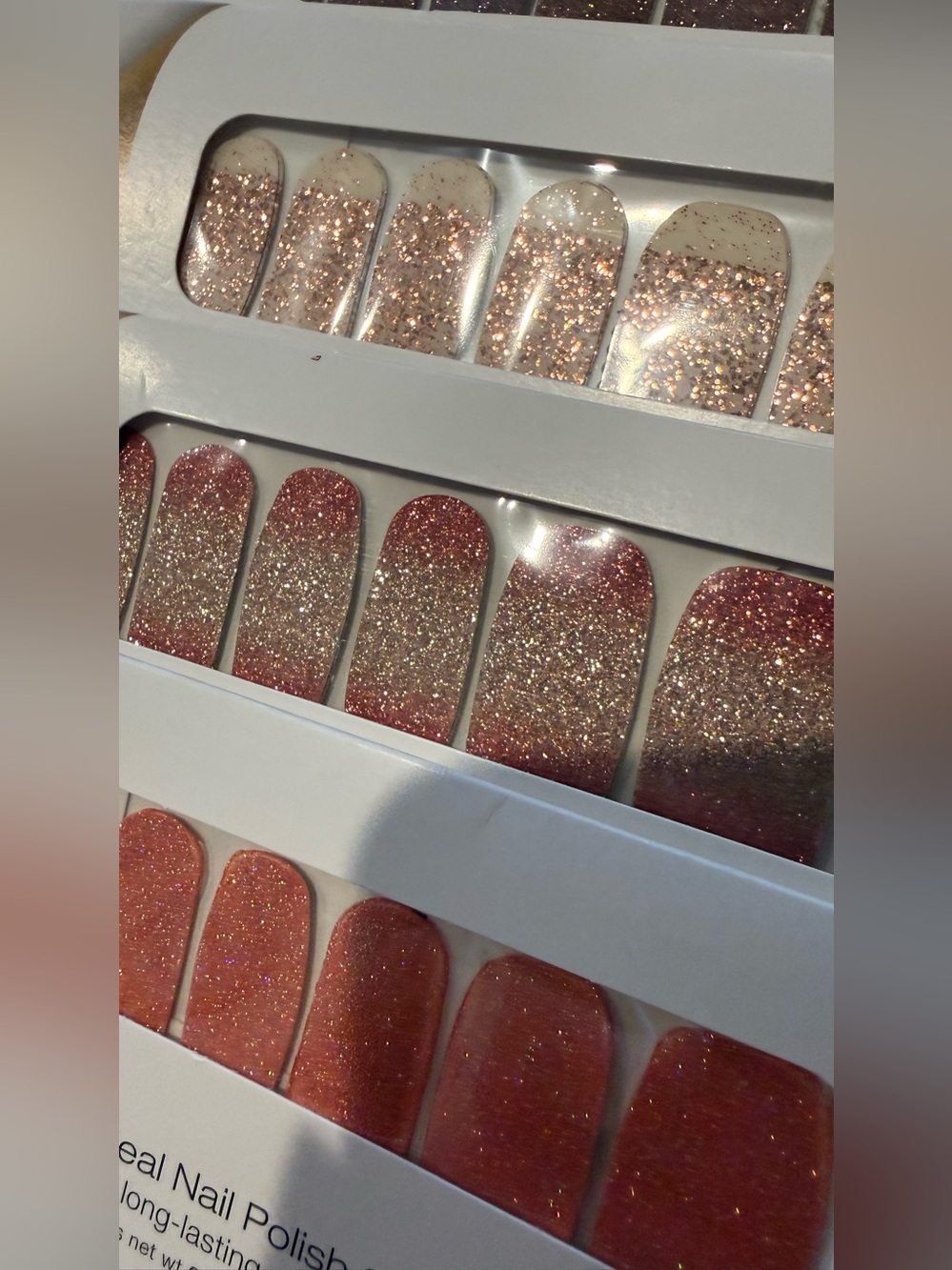 4 Color Street Glitter Nail Strips in Rose Gold, Coral & Champagne - Picture 5 of 8